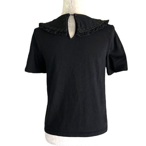 English Factory Anthropologie Black Ruffle Scalloped Collar Knit Crop Top - S - Picture 5 of 9